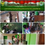 Babinsa Bantan Gotong Royong Bersama Warga Bersihkan Masjid