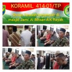 Danramil 414-01/Tanjung Pandan Sholat Tarawih Berjamaah di Masjid Jami” Al Ihsan Air Rayak
