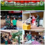 Babinsa Koramil 414-05/Kelapa Kampit Monitoring Harga Bahan Pokok di Pasar Kelapa Kampit