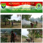 Anggota Koramil 414-01/Tanjungpandan Bersama Masyarakat Melaksanakan Gotong Royong Pembersihan di Sekitar Pantai Bilik