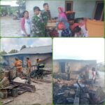 Cepat Tanggap, Koramil 03 Gantung Bantu Padamkan Api yang Membakar Rumah Warga
