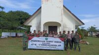 Koramil 04 Membalong Gotong Royong Bersihkan Gereja