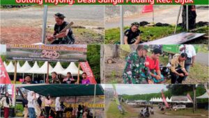 Babinsa Sungaipadang Gotong Royong Bersama Warga Dalam Rangka Persiapan Festival Jerambah