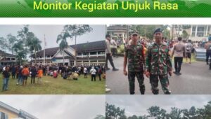 Babinsa Monitoring Aksi Unjuk Rasa Masyarakat di Kantor Bupati dan DPRD Belitung