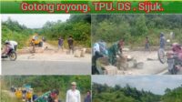 Babinsa Sijuk Laksanakan Gotong Royong Membuat Gapura TPU 