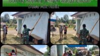 Anggota Koramil 414-05/Kelapa Kampit Bantu Perbaiki Atap Rumah Warga