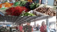 Babinsa Dendang Cek Harga dan Ketersediaan Bahan Pokok di Pasar Tradisonal Gantung