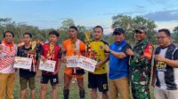 Babinsa Mentawak Hadiri Penutupan Turnamen Sepak Bola Qoreka Cup 