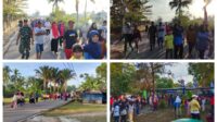 Berikan Pengamanan Jalan Santai, Babinsa Air Saga Berpesan Perhatikan Keamanan