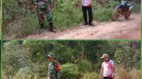Babinsa Bersama Kades Simpang Pesak Cek Kondisi Jalan dan Saluran Air