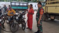 Babinsa Koramil 414-03/Gantung Pantau Keamanan Wilayah SPBU Desa Dendang