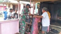 Kebakaran Ruko di Desa Jangkar Asam, Babinsa Koramil 03/Gantung Terjun Langsung Bantu Padamkan Api