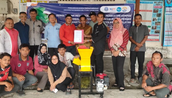 Dosen UBB Hibahkan Mesin Pencacah Kompos ke Desa Pergam Bangka Selatan