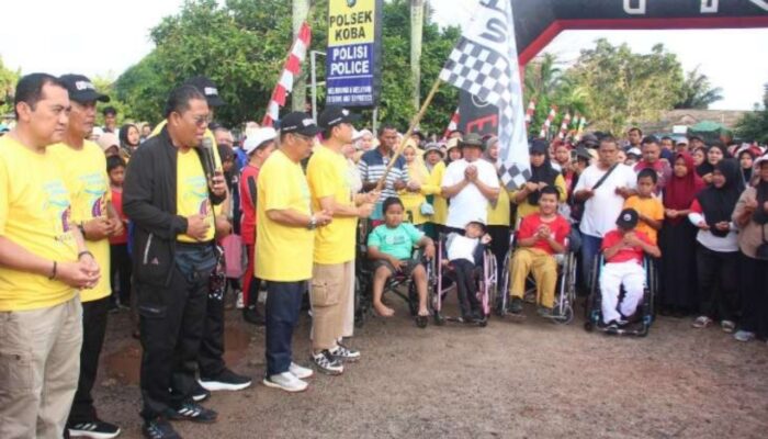 Ribuan Warga Meriahkan Jalan Sehat Gebyar HUT Kota Koba dan RI