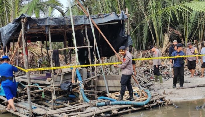 Polres Bangka Tertibkan Tambang Ilegal di Jada Bahrin, Sejumlah Ponton Dipasangi Garis Polisi