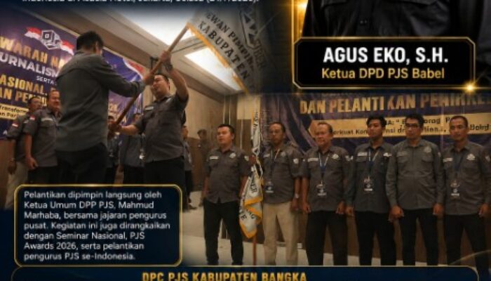 DPC PJS Kabupaten Bangka Resmi Dilantik, Agus Eko: Perkuat Organisasi dan Kompetensi Jurnalis
